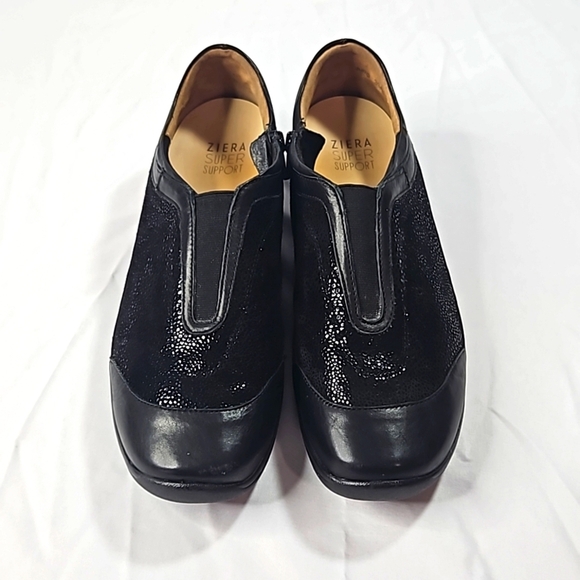 ZIERA Jump Leather/Suede Black Womens Loafers Size 38/7.5 - Picture 2 of 7